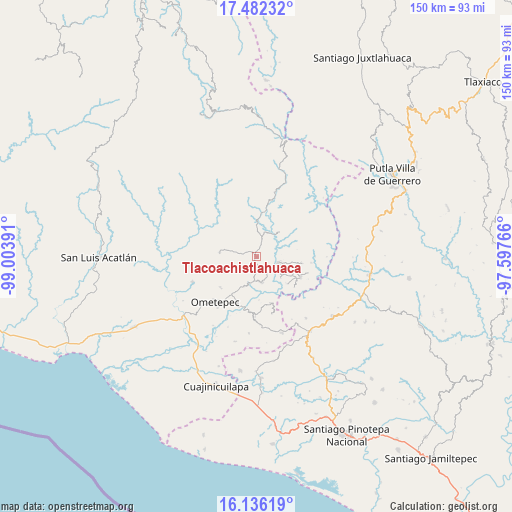 Tlacoachistlahuaca on map