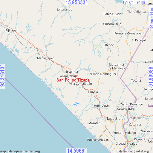 San Felipe Tizapa on map