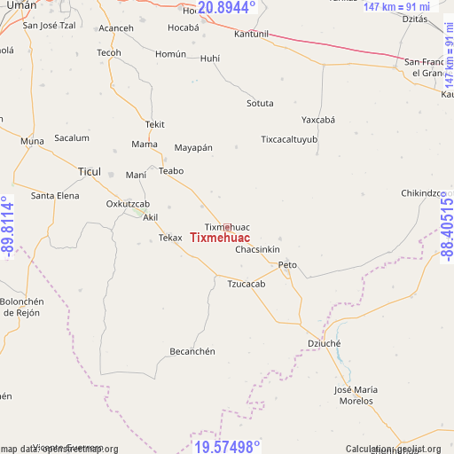 Tixmehuac on map