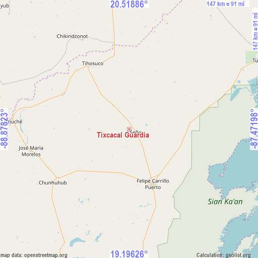 Tixcacal Guardia on map