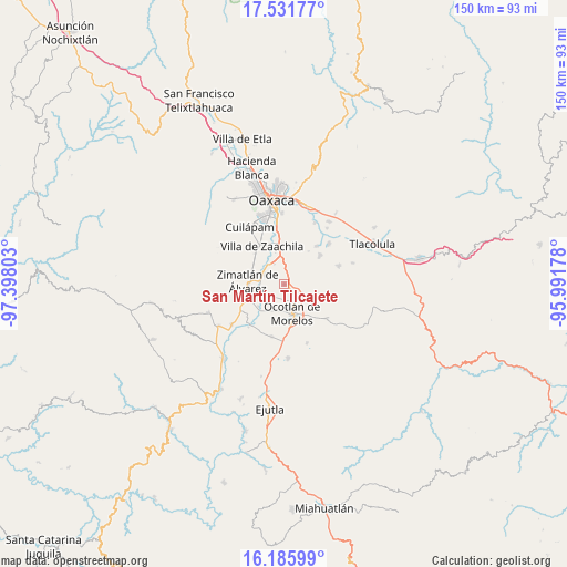 San Martín Tilcajete on map