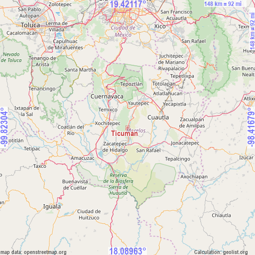 Ticumán on map