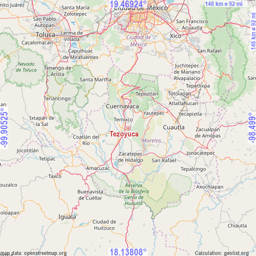 Tezoyuca on map