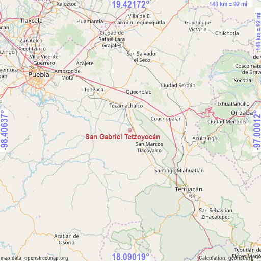 San Gabriel Tetzoyocán on map