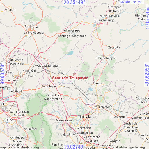 Santiago Tetlapayac on map