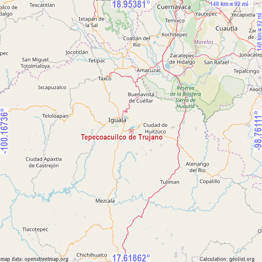 Tepecoacuilco de Trujano on map