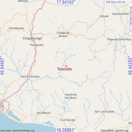 Teozintla on map