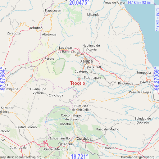 Teocelo on map