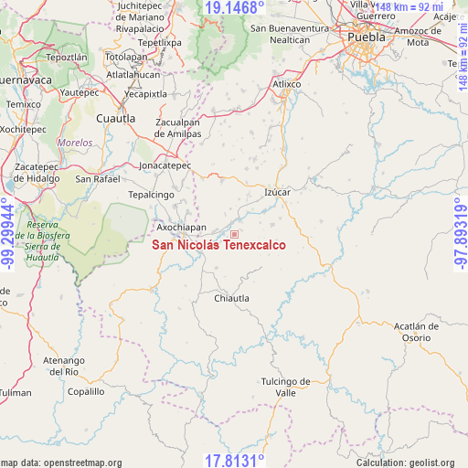 San Nicolás Tenexcalco on map