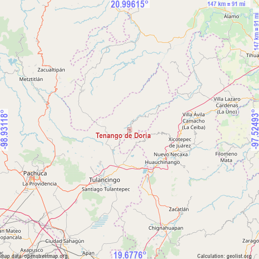 Tenango de Doria on map