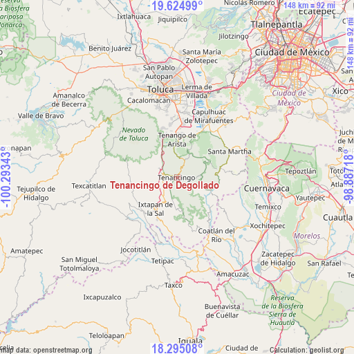 Tenancingo de Degollado on map