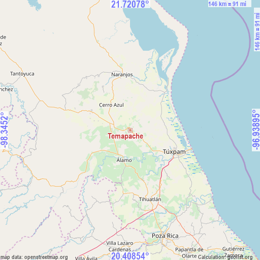 Temapache on map