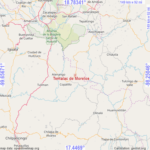 Temalac de Morelos on map
