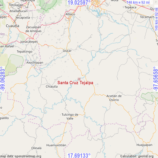 Santa Cruz Tejalpa on map