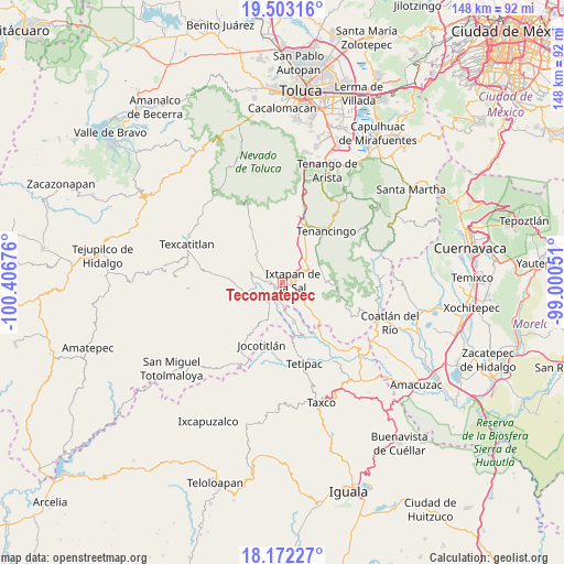Tecomatepec on map