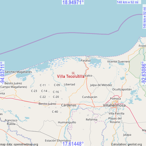 Villa Tecolutilla on map