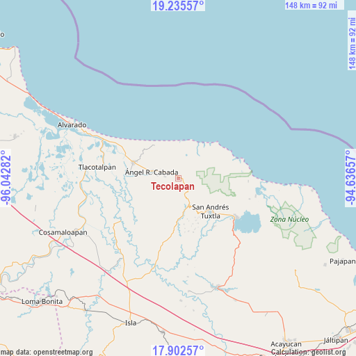 Tecolapan on map