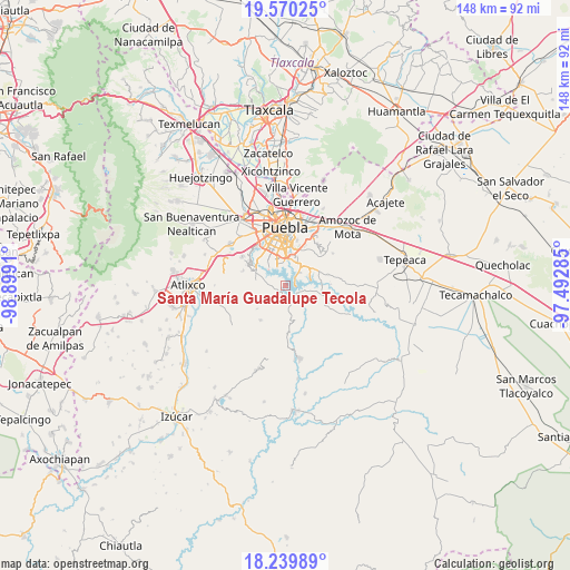 Santa María Guadalupe Tecola on map