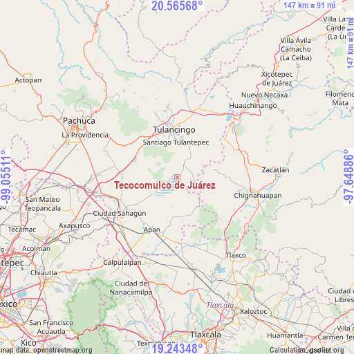 Tecocomulco de Juárez on map