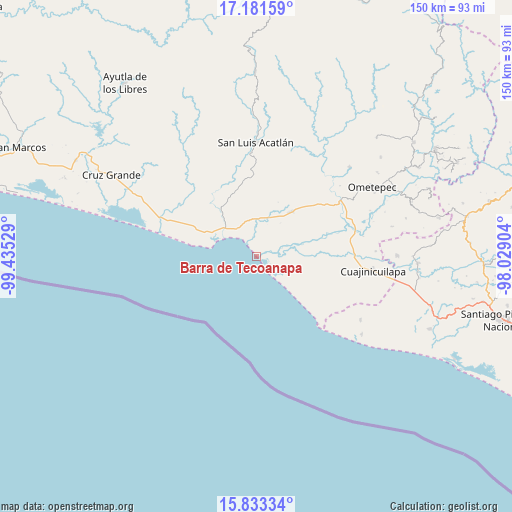 Barra de Tecoanapa on map