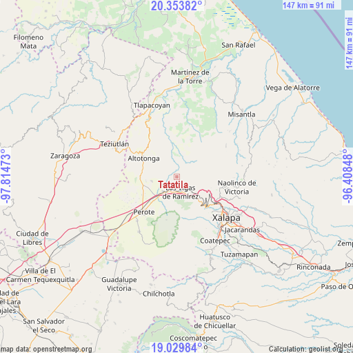 Tatatila on map