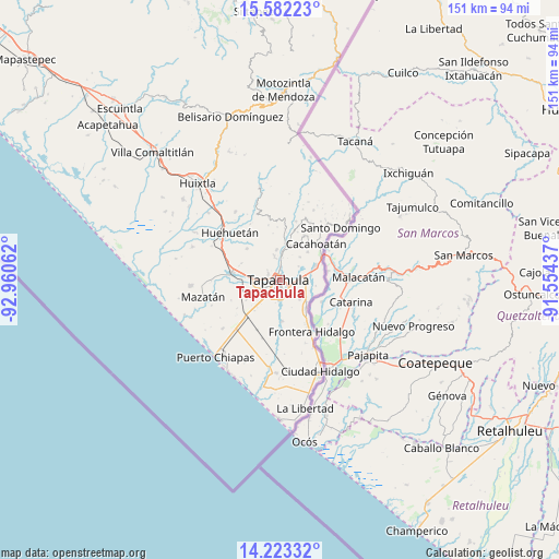 Tapachula on map