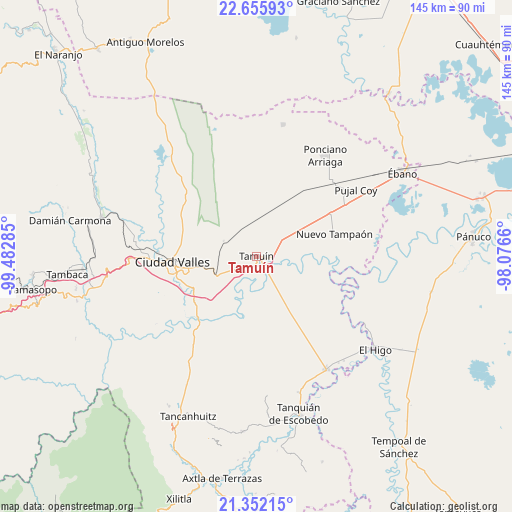 Tamuín on map