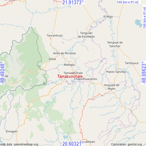 Tamazunchale on map