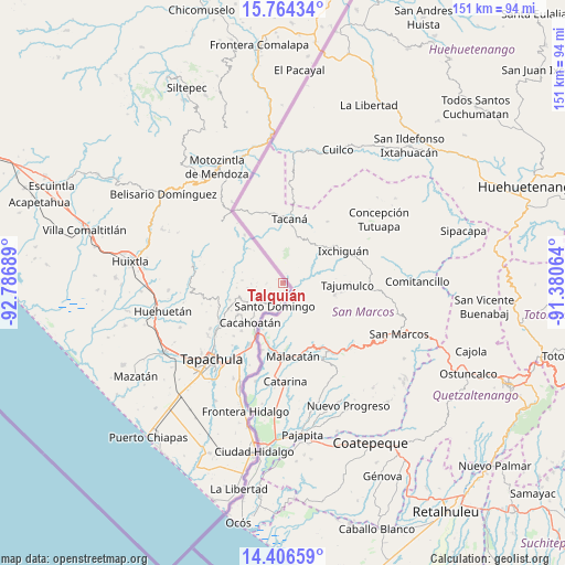 Talquián on map