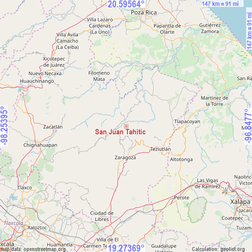 San Juan Tahitic on map