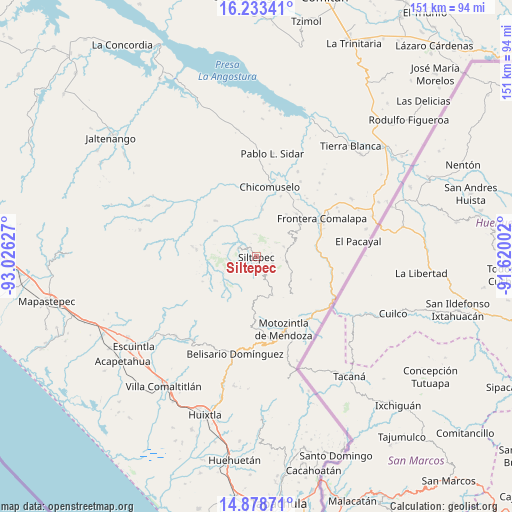 Siltepec on map