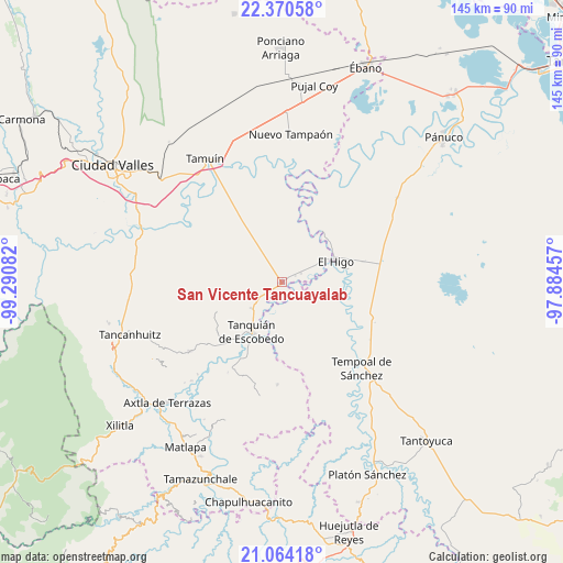 San Vicente Tancuayalab on map