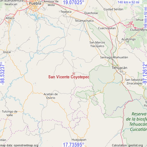 San Vicente Coyotepec on map