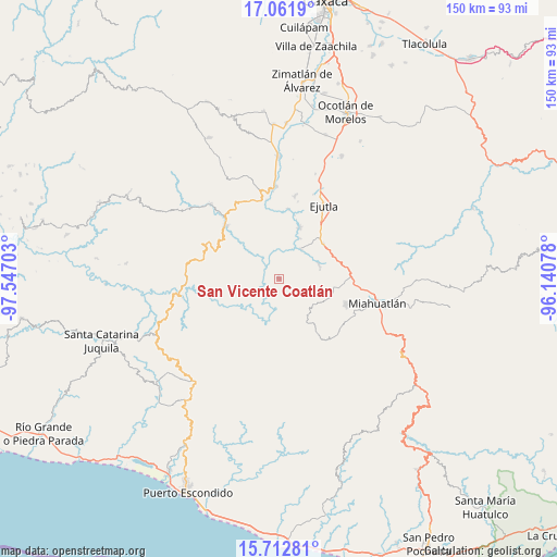 San Vicente Coatlán on map