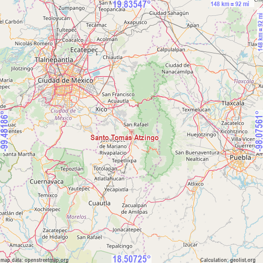 Santo Tomás Atzingo on map