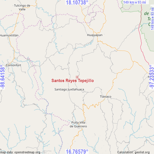 Santos Reyes Tepejillo on map