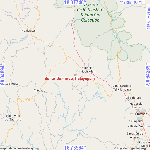 Santo Domingo Tlatayapam on map
