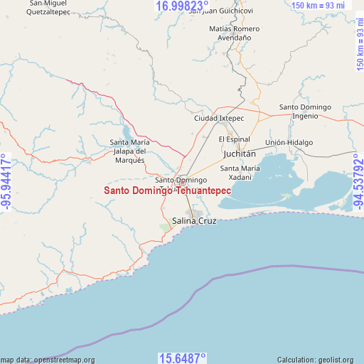 Santo Domingo Tehuantepec on map