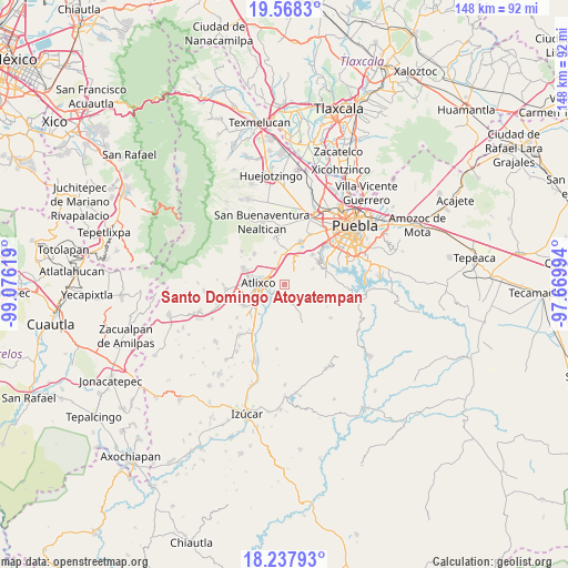 Santo Domingo Atoyatempan on map