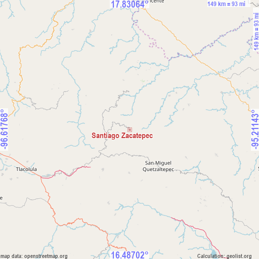 Santiago Zacatepec on map