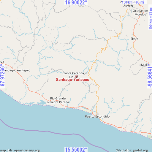 Santiago Yaitepec on map