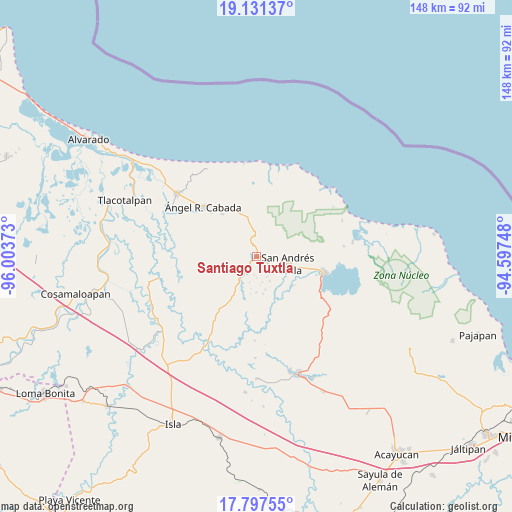 Santiago Tuxtla on map