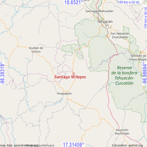 Santiago Miltepec on map