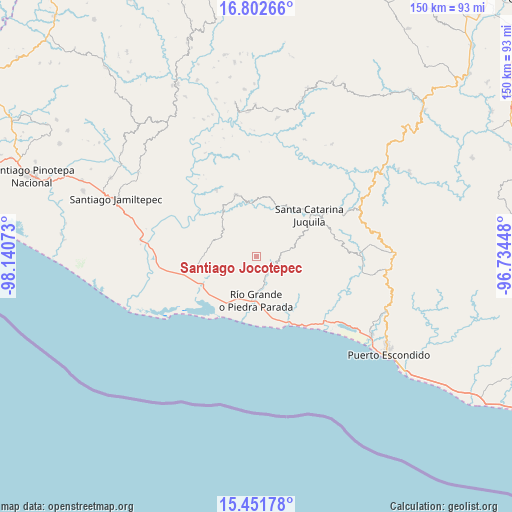 Santiago Jocotepec on map