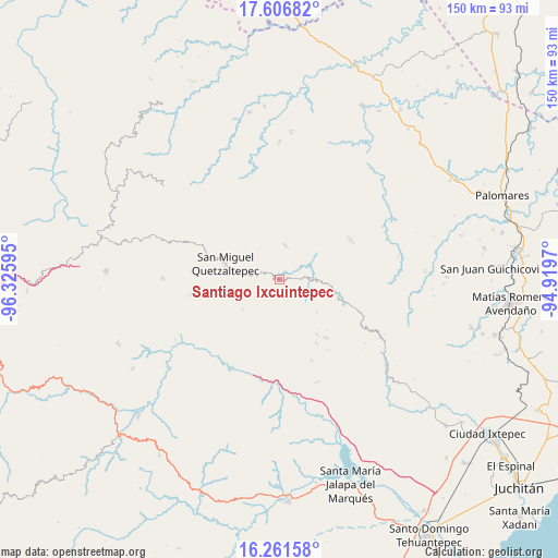 Santiago Ixcuintepec on map