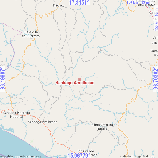 Santiago Amoltepec on map