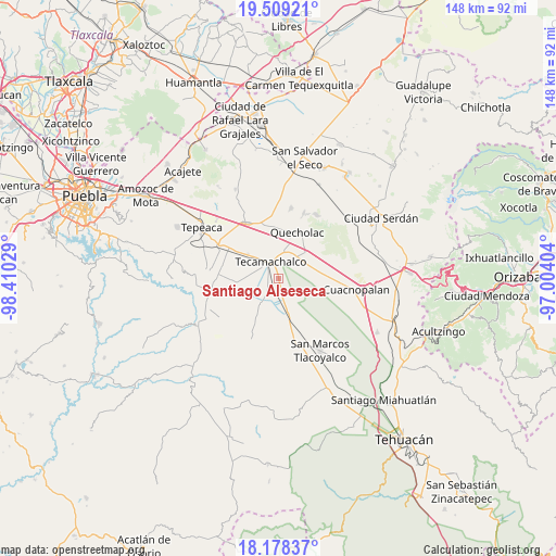 Santiago Alseseca on map