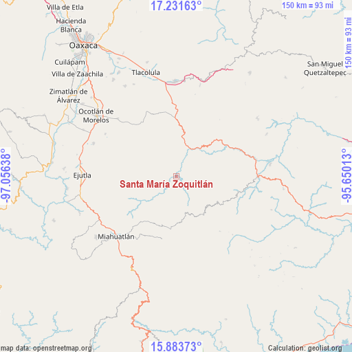 Santa María Zoquitlán on map