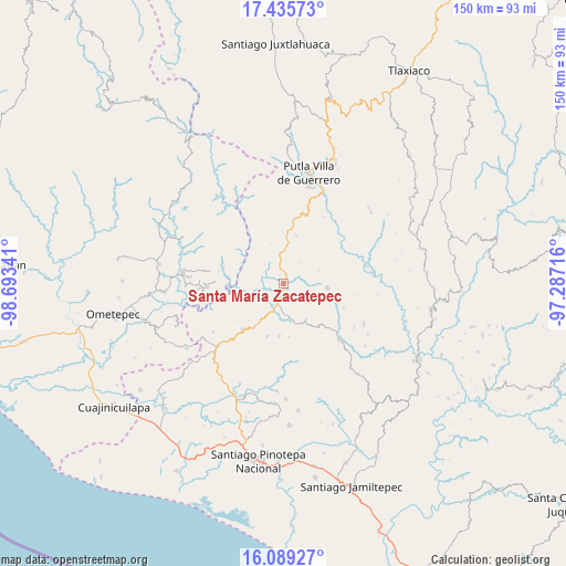 Santa María Zacatepec on map