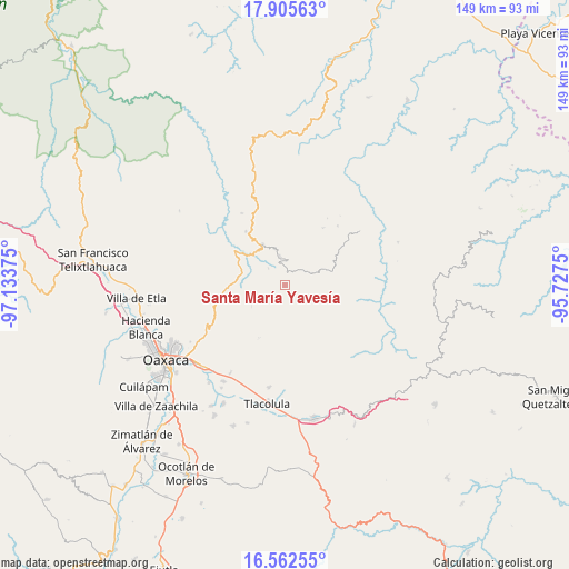 Santa María Yavesía on map